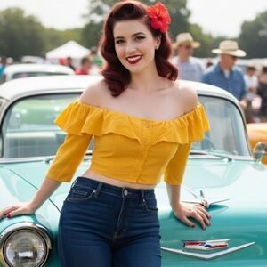 Vintage off-shoulder cropped top size M